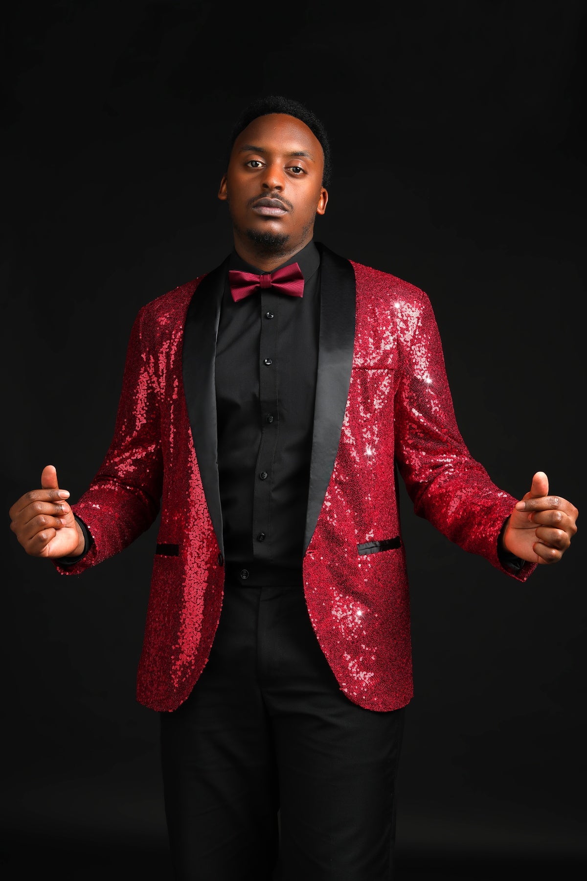 YFFUSHI Mens Shiny Sequin Wedding Suit Blazer
