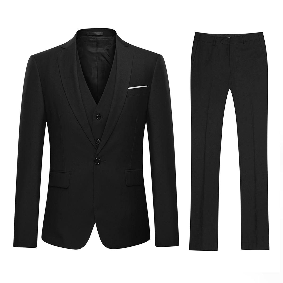 Cloudstyle Mens 3-Piece Suit Notched Lapel One Button Slim Fit Formal Jacket Vest Pants Set