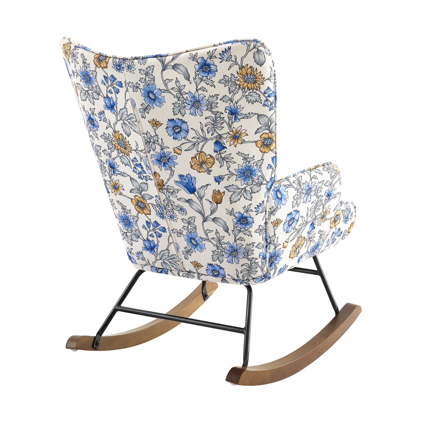 Fauteuil à bascule floral - Oscillant métal/bois massif - Style rétro Relaxchair