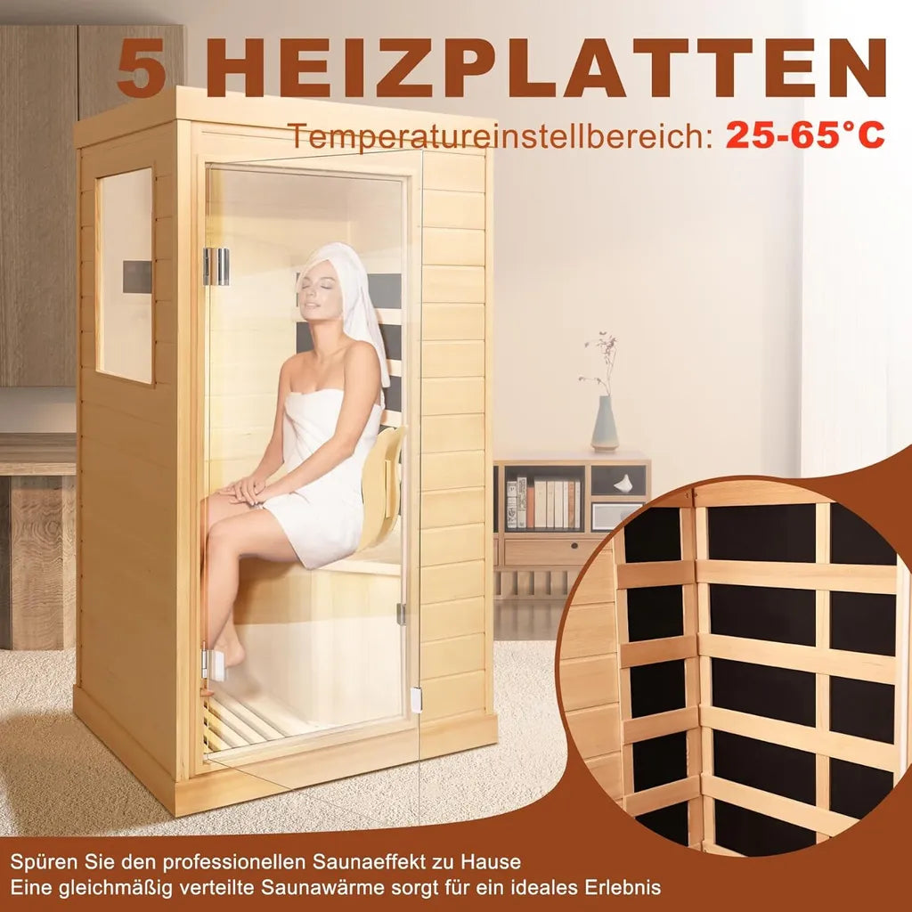 Sauna portátil - infrarroja, 156x89x70cm, madera - sp-800w