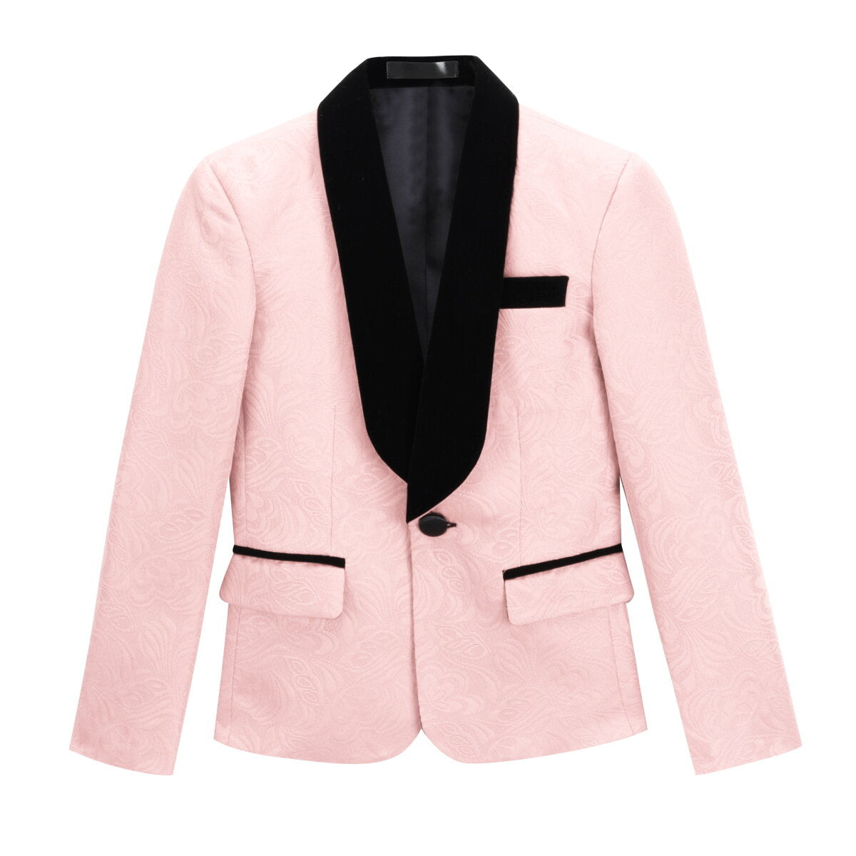 YFFUSHI Boys Three-piece Suit Velvet Paisley Embroidered Blazer and Vest and Pants
