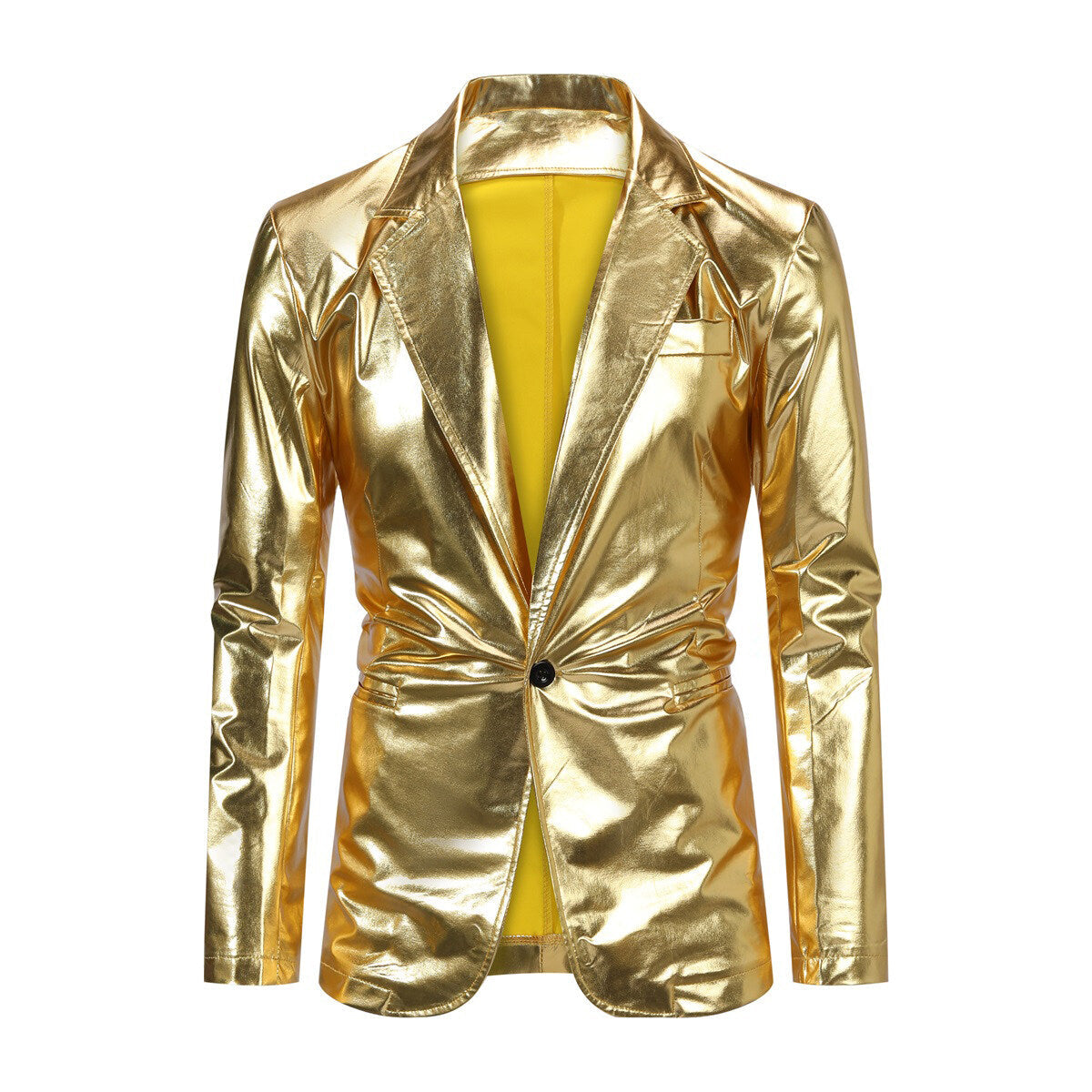 YFFUSHI Mens 2Pce Suit Glossy Shiny Tuxedo Waterproof Blazer and Pants