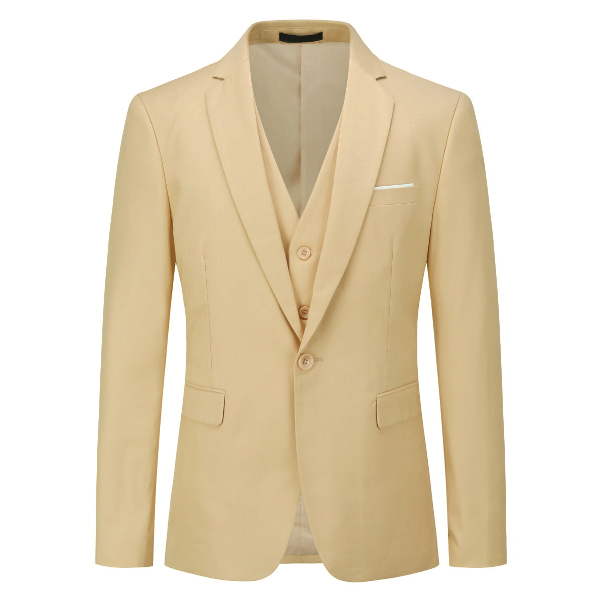 Cloudstyle Mens 3-Piece Suit Notched Lapel One Button Slim Fit Formal Jacket Vest Pants Set