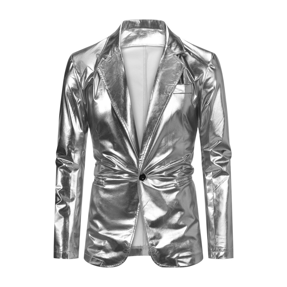 YOUTHUP Mens 2Pce Suit Glossy Shiny Tuxedo Waterproof Blazer and Pants