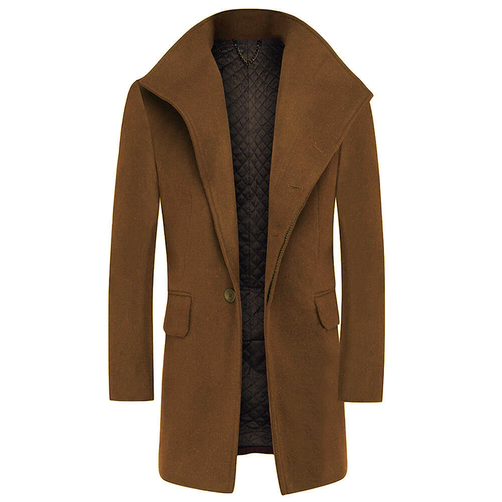 YFFUSHI Mens Casual Slim Fit Large Lapel Thick Wool Coat
