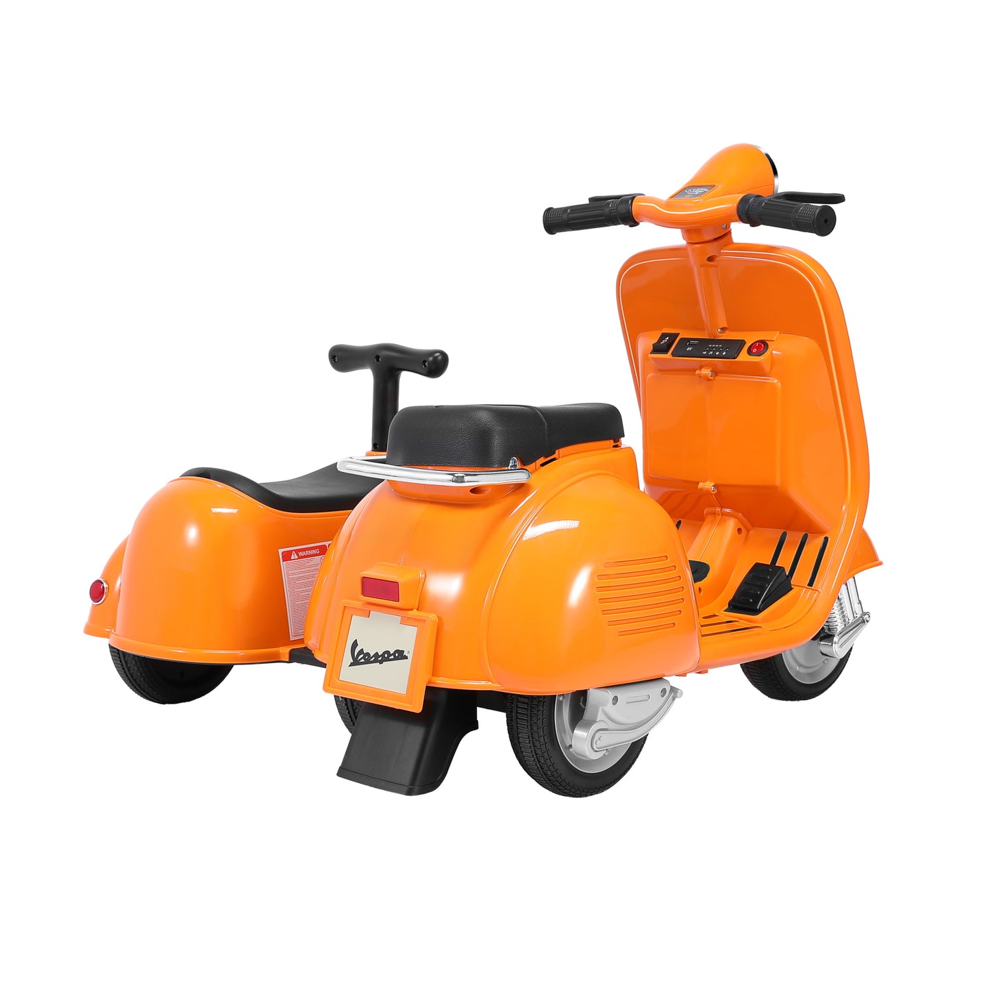 Vespa scooter moto électrique double pour enfants - ORYXEARTH - Orange - 6V - 4 roues