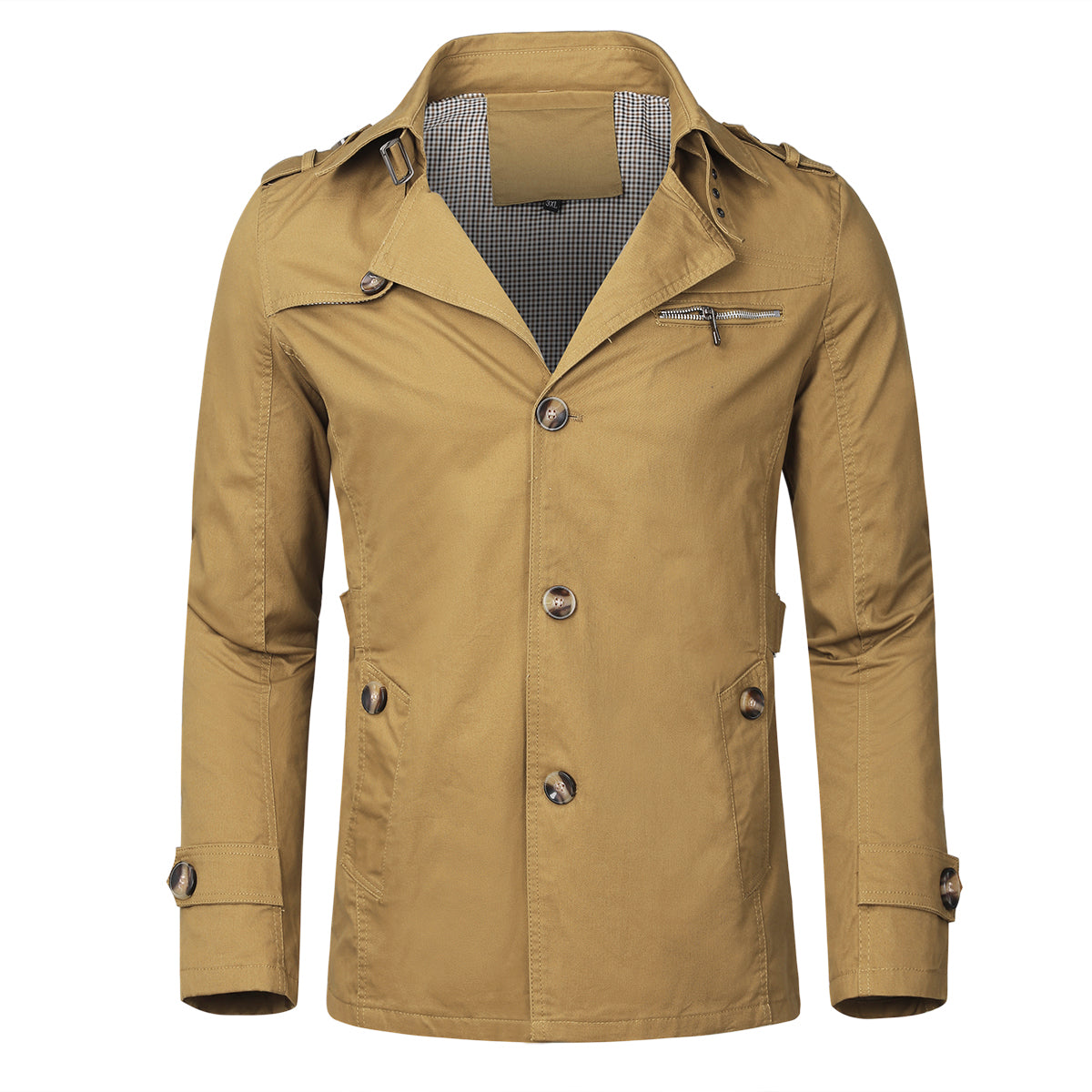 Mens Single Breasted Windproof Overcoat Long Style Jacket