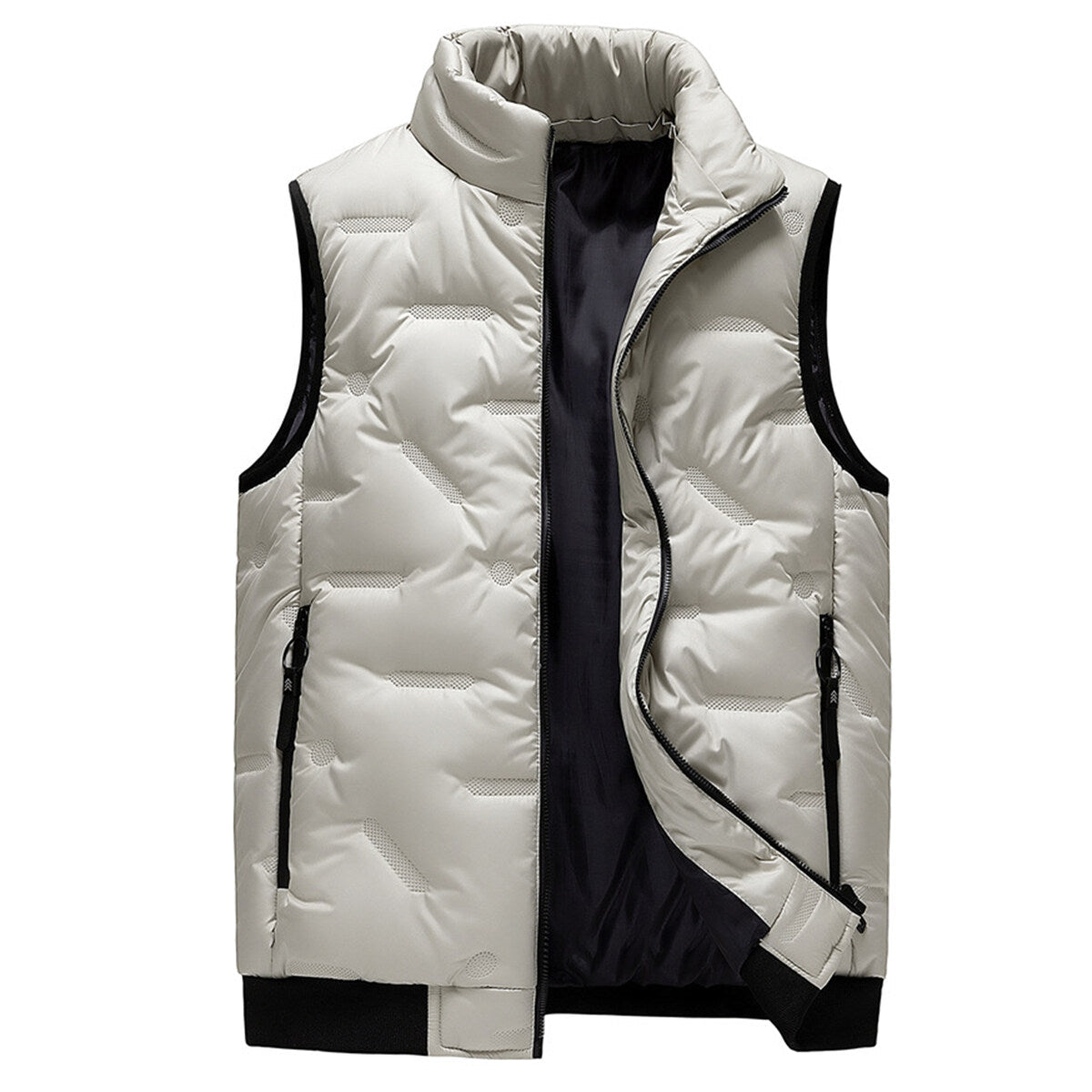 YFFUSHI Mens Casual Hooded Stand Collar Windproof Padded Vest