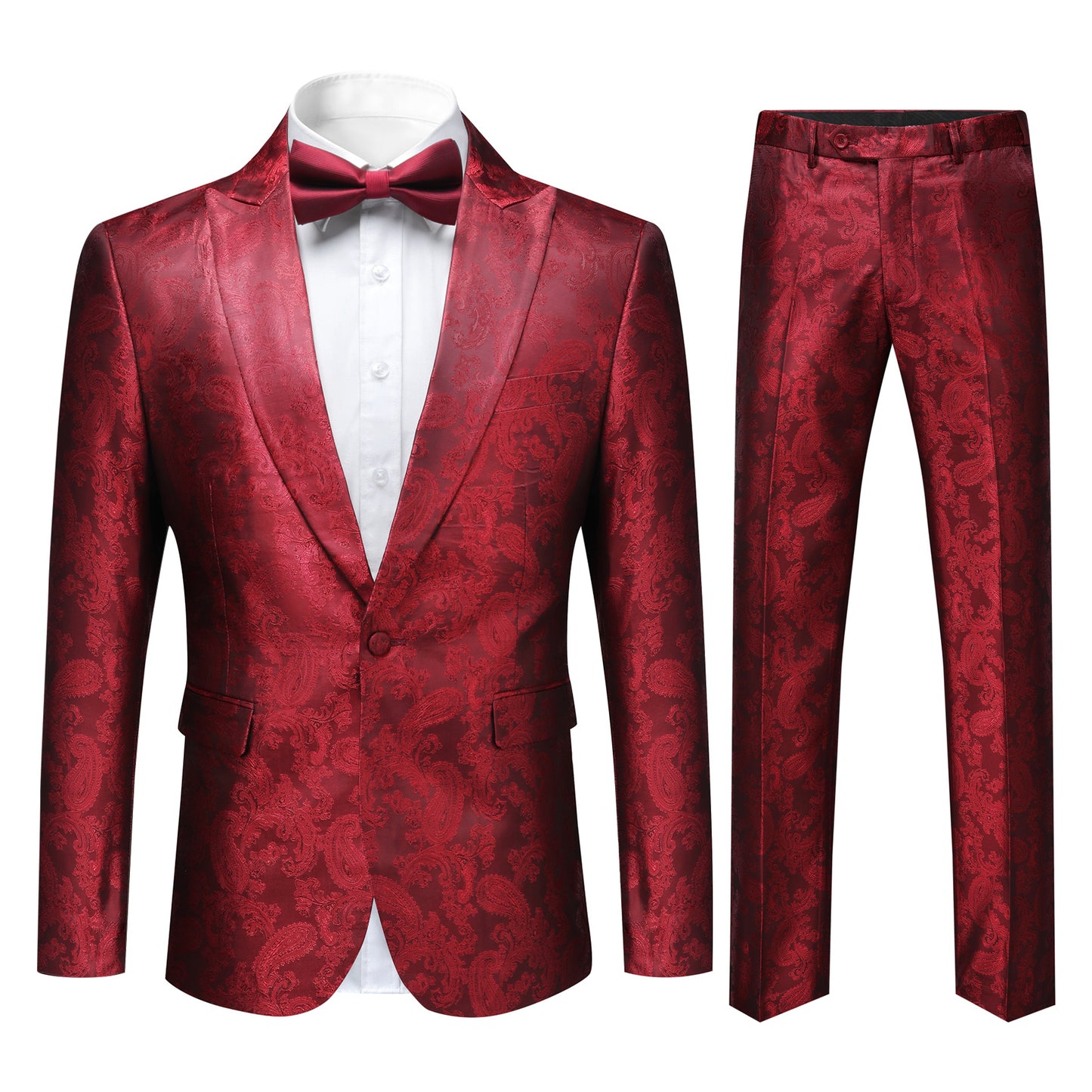 Cloudstyle Mens 2 Piece Paisley Dress Suit One Button Party Wedding Blazer Pants Sets