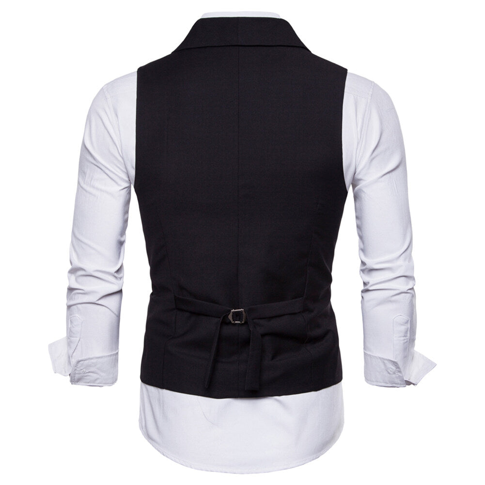 YFFUSHI Mens Double Breasted Suit Vest Casual Lapel Stylish