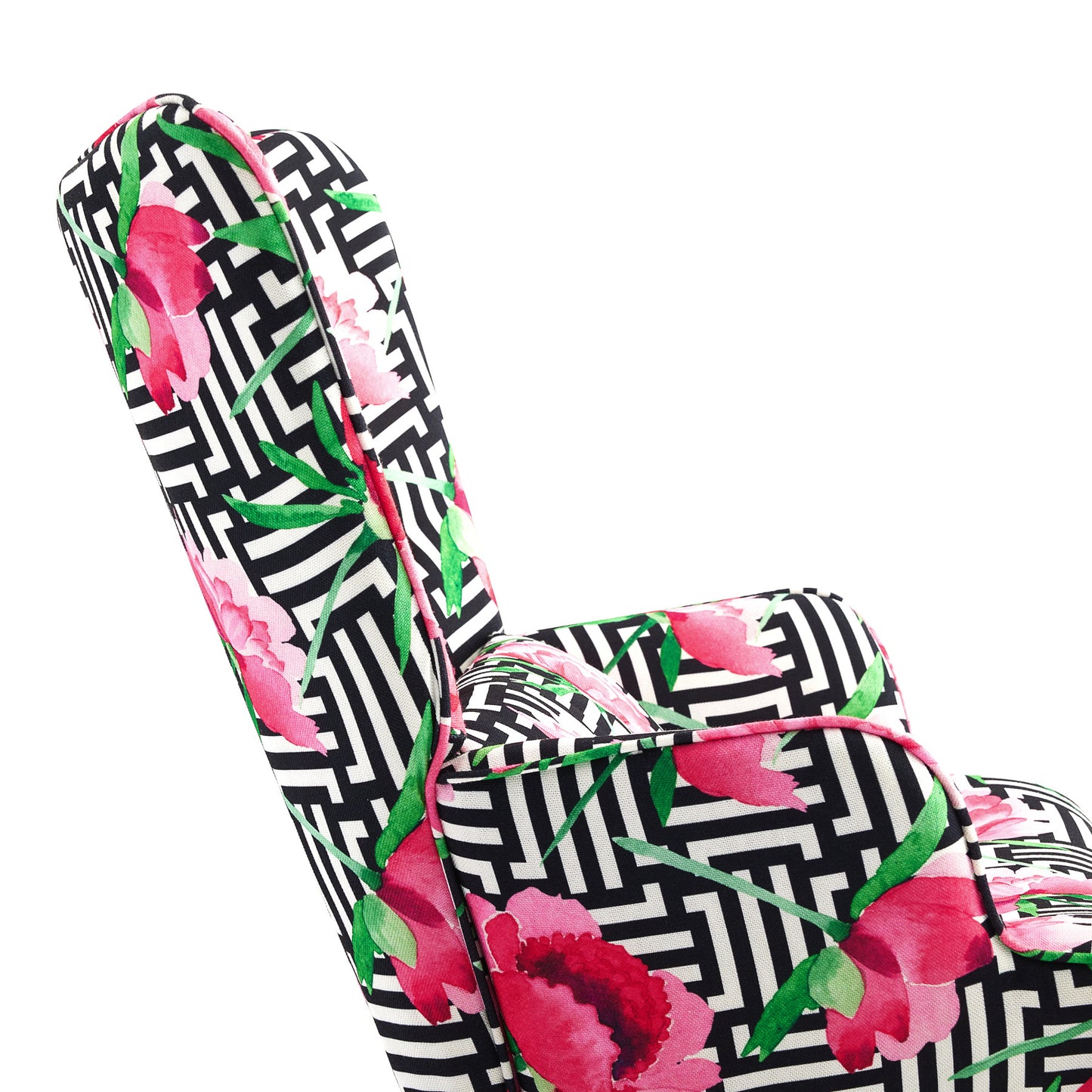 Cadeira de Balanço HomeMiYN com Banco Acompanhante (87x66x90cm - Metal/Madeira - rosa)