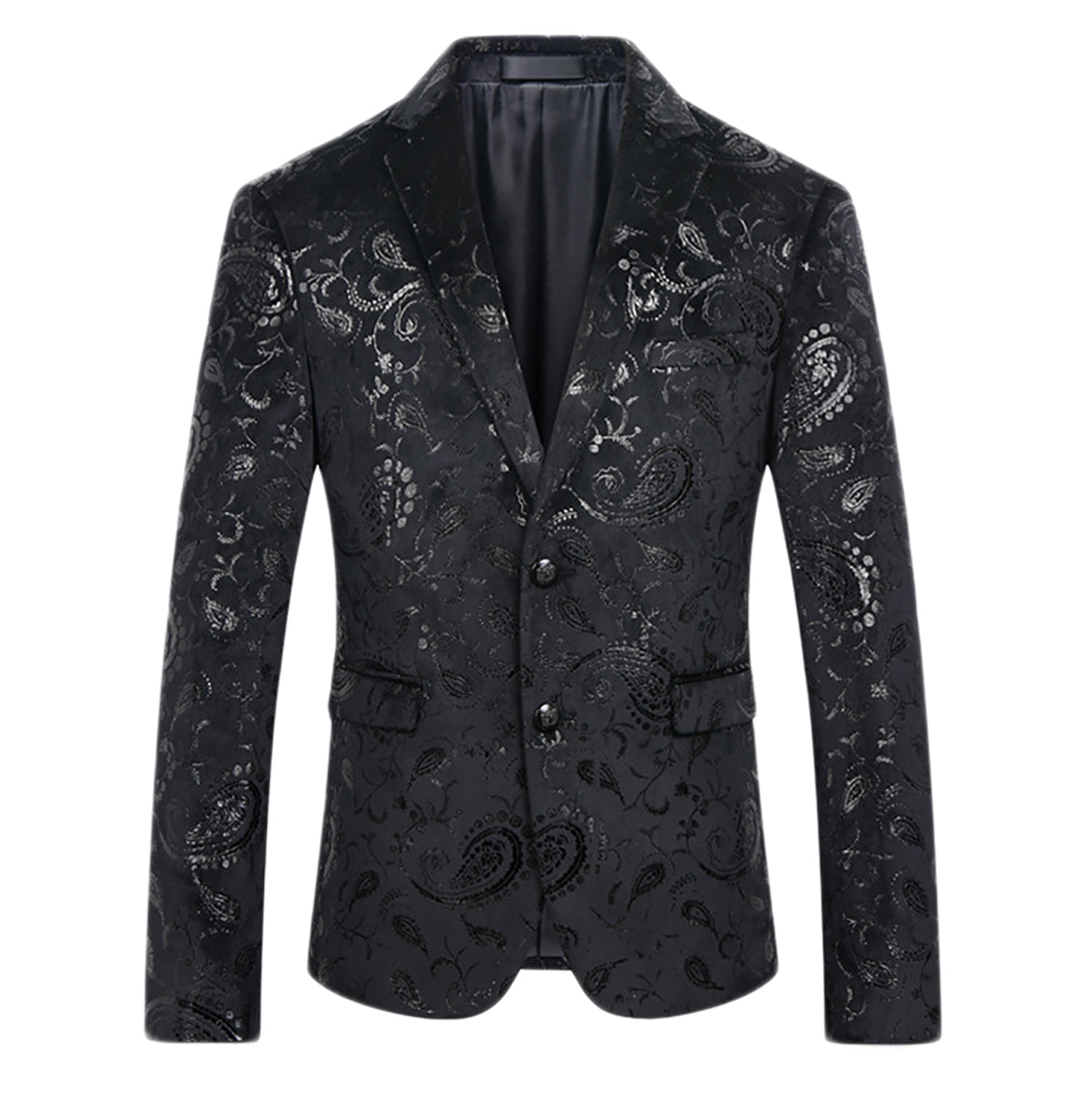 Cloudstyle Men's Dress Floral Suit Notched Lapel Slim Fit Stylish Blazer Dress Golden Suit