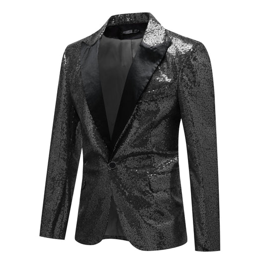 Cloudstyle Mens One Button Sequin Dress Suit Jacket Party Festival Tuxedo Sport Coat