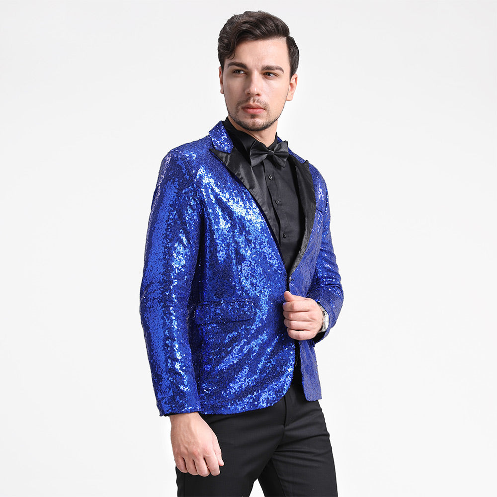 Cloudstyle Mens One Button Sequin Dress Suit Jacket Party Festival Tuxedo Sport Coat