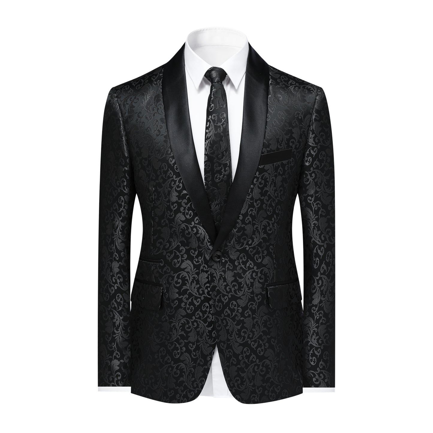 Cloudstyle Mens Floral Jacquard Dress Suit Jacket one Button Print Tux Blazer Sport Coat