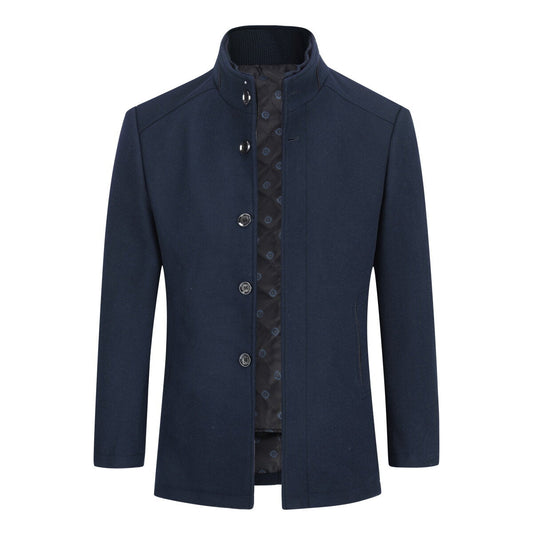 YFFUSHI Mens Winter Wool Coat Casual Stand Collar with Removable Gilet