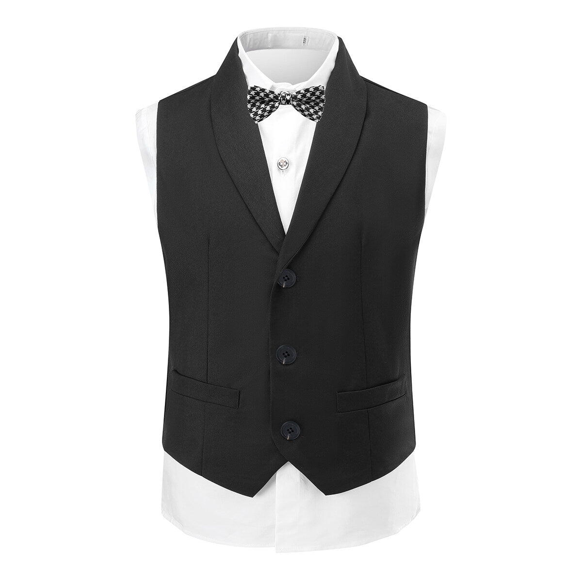 YFFUSHI Boys 4-Piece Set with Collared Dress Shirt,Tie,Vest and Pants