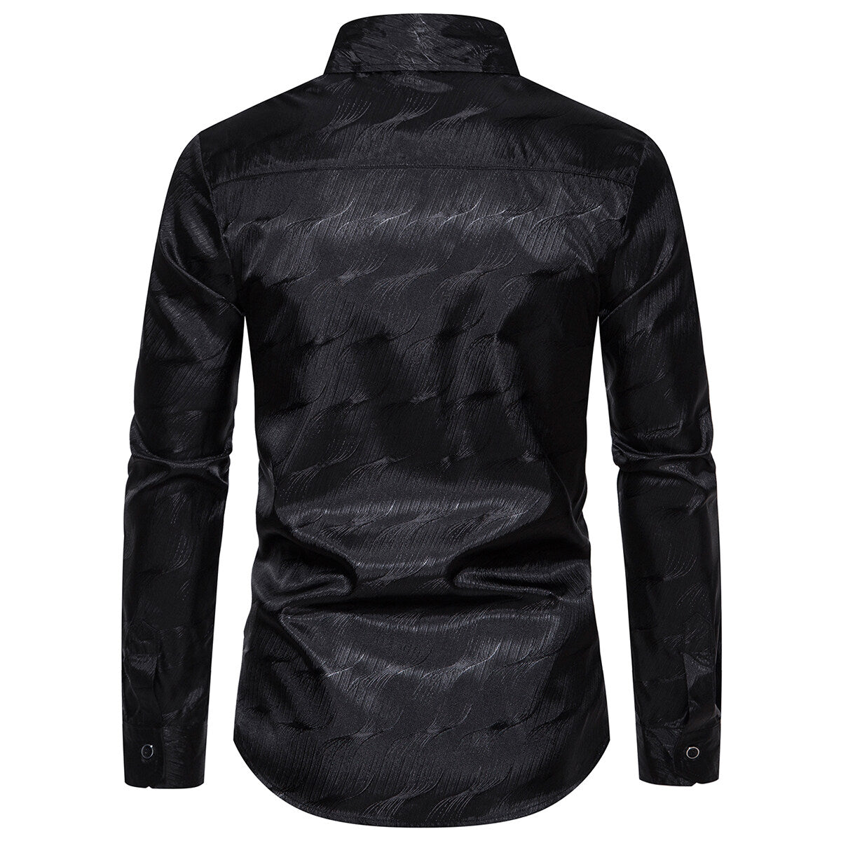YFFUSHI Mens Bright Party Shirt Long Sleeve Slim Lapel Jacquard Top