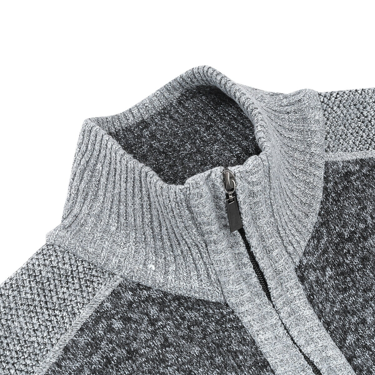 YOUTHUP Mens Thick Color Block Stand Collar Knitted Sweater