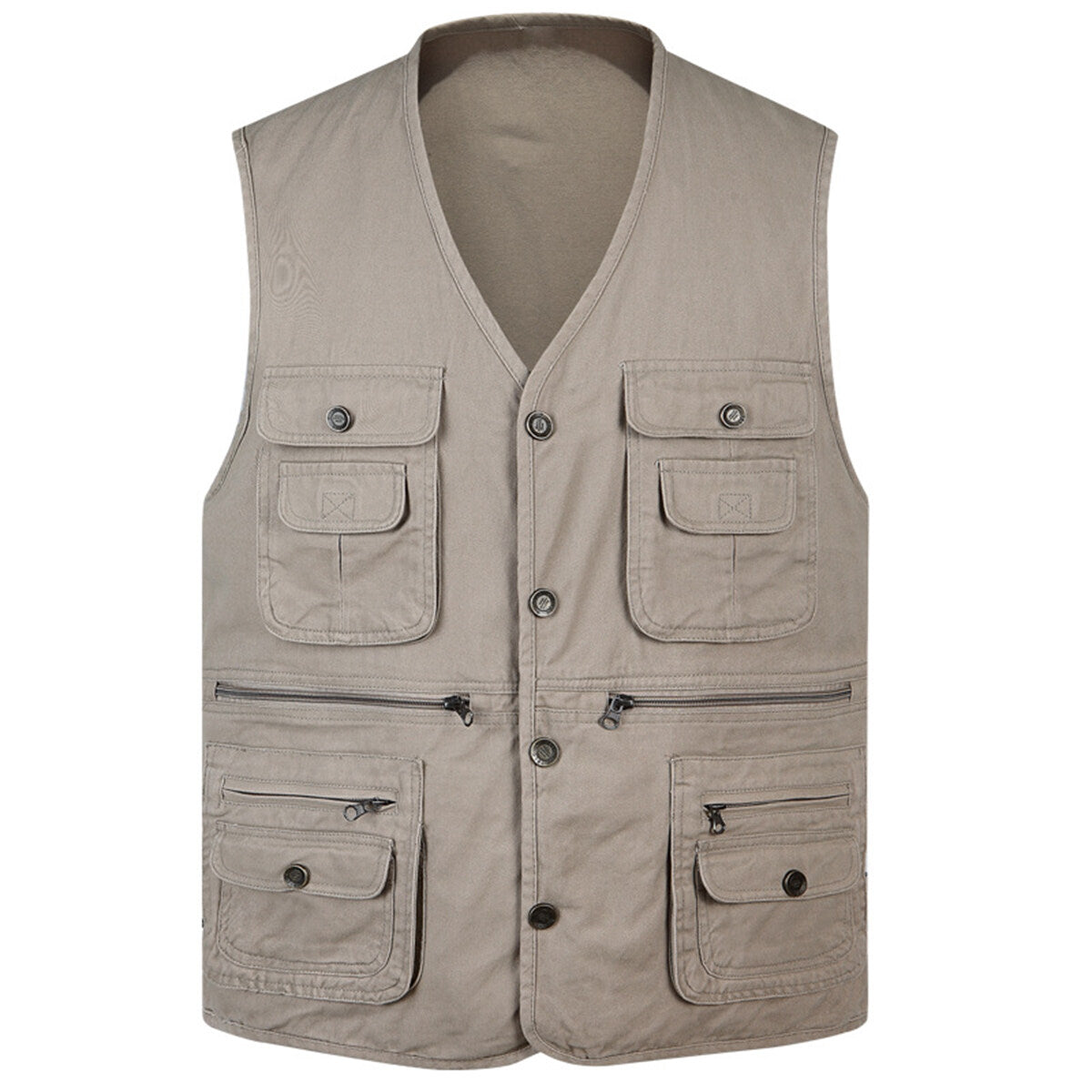 YFFUSHI Mens Outdoor Sports Vest Multi Pocket Solid Color Sleeveless Jacket for Hiking Camping