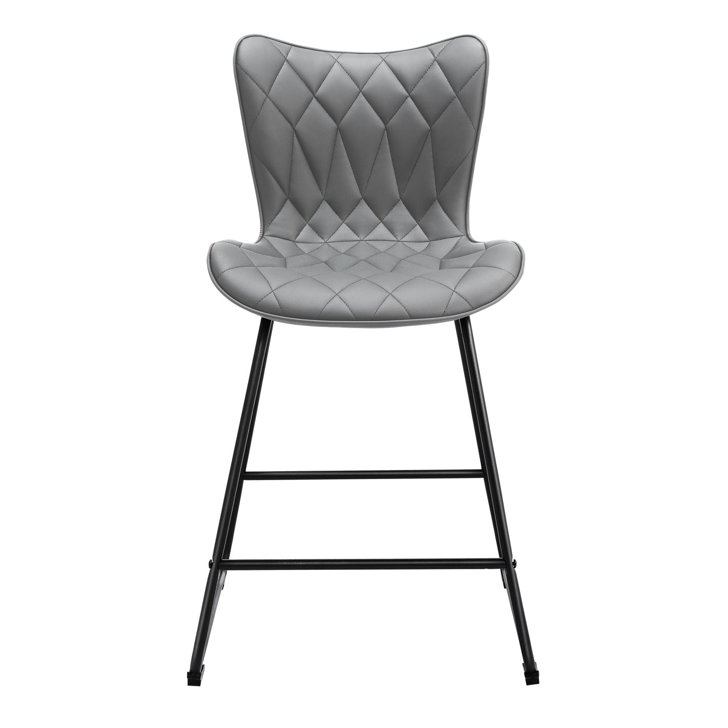 Banco de Bar em Pele de Gato - Diamond Quilted*2 HOMEMIYN (54x53x96 cm - Cinzento)