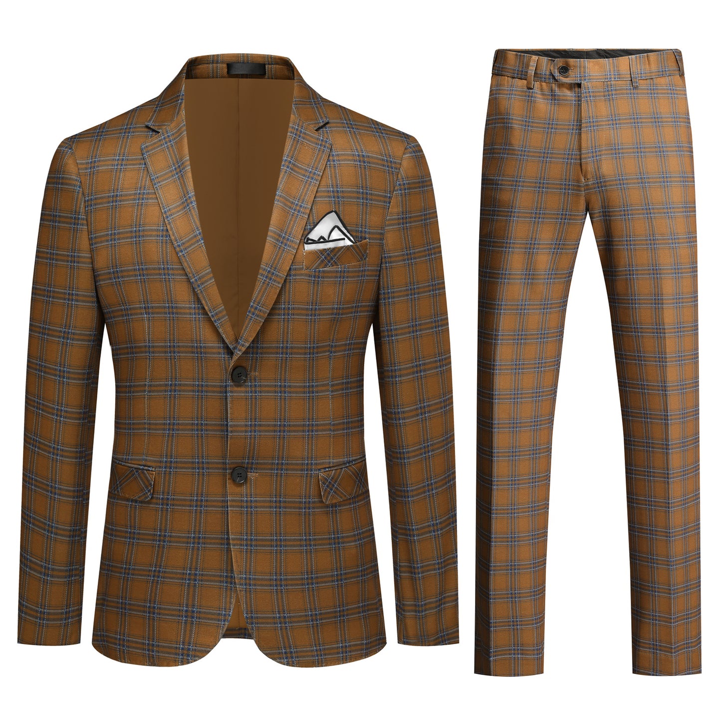 Cloudstyle Mens 2 PCS Plaid Suits Slim Formal Suit Checkered Holiday Blazer Jacket Pants
