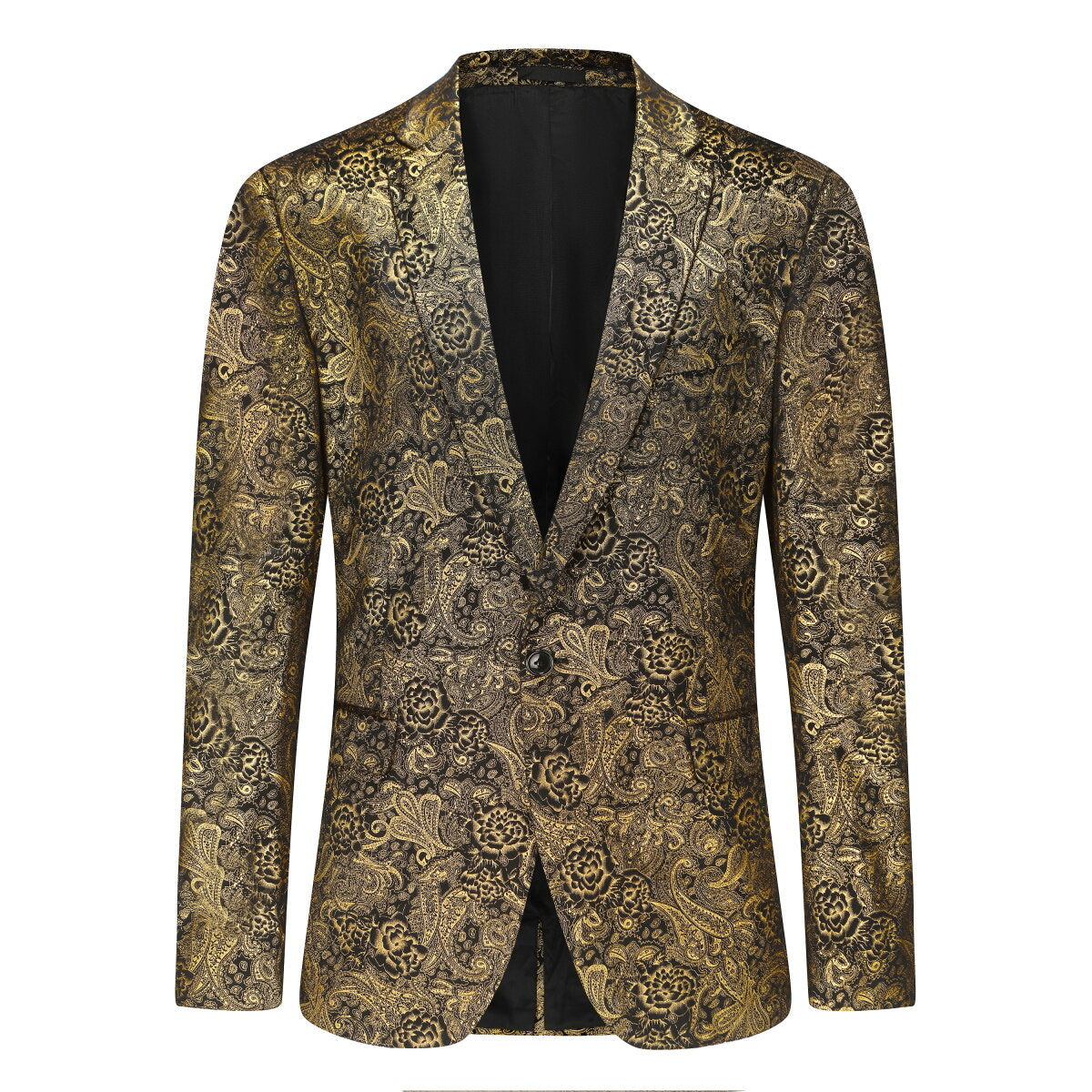 YFFUSHI Mens Paisley Print Blazer Casual Slim Fit 1 Button Suit Jacket