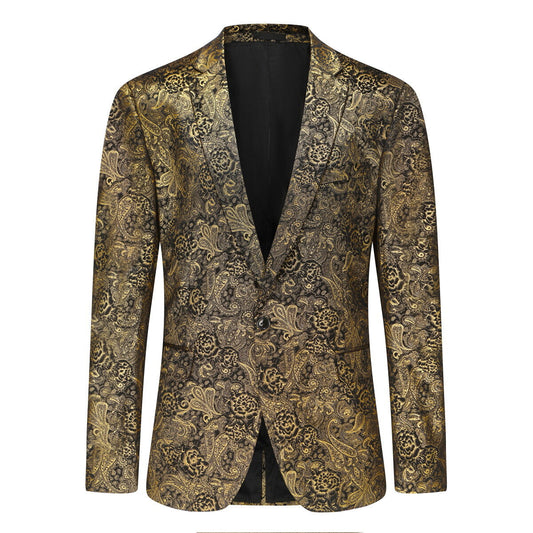 YFFUSHI Mens Paisley Print Blazer Casual Slim Fit 1 Button Suit Jacket