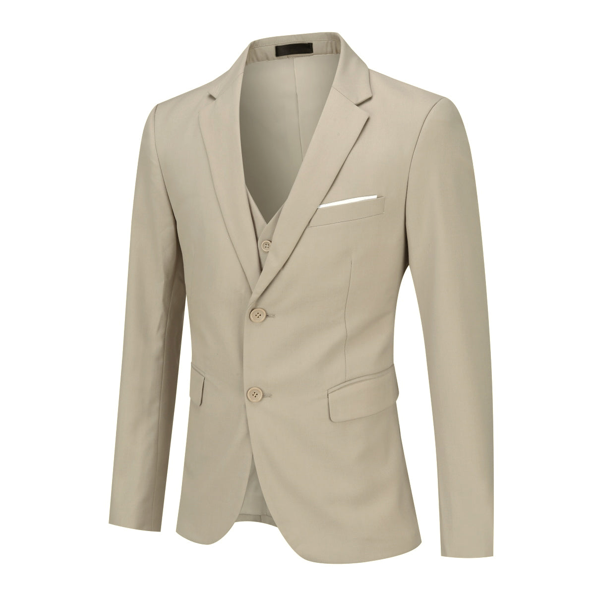 Cloudstyle Men's 3-Piece 2 Buttons Slim Fit Solid Color Jacket Smart Wedding Formal Suit
