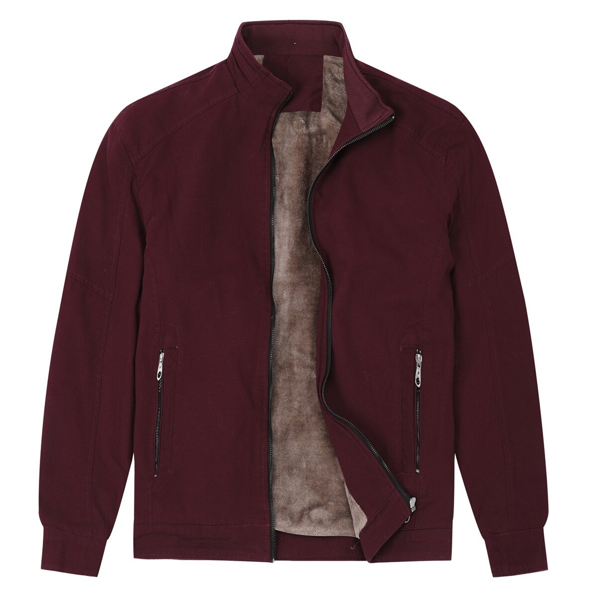 YFFUSHI Mens Winter Casual Windproof Fleece Stand Collar Bomber Jacket