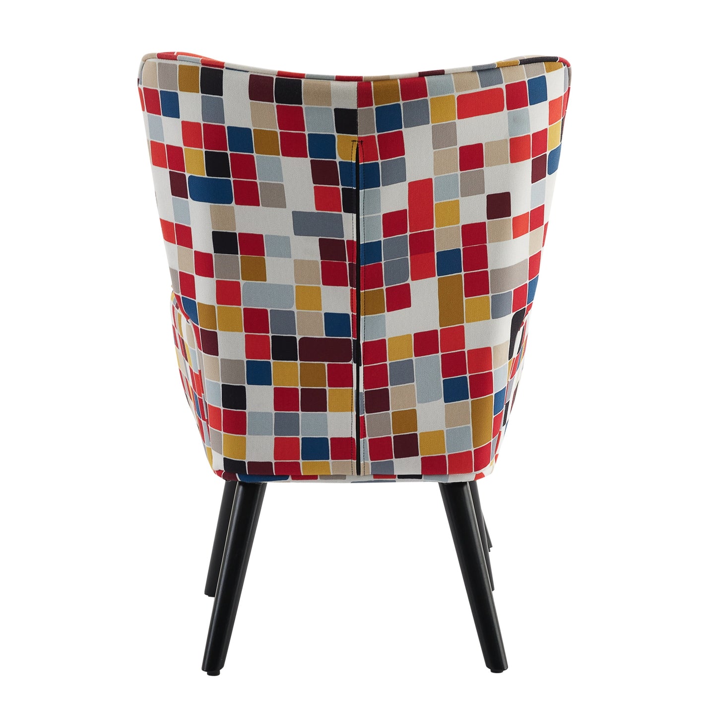 Poltrona HOMEMIYN com Almofada e Banco（76x65x94 cm - Tecido de Linho Falso com Padrão Mosaico - Colorida）