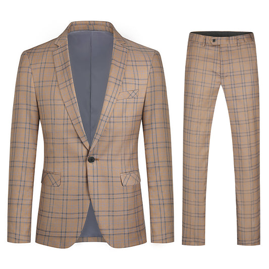 Cloudstyle Mens 2 PCS Plaid Suits Slim Formal Suit Checkered Holiday Blazer Jacket Pants