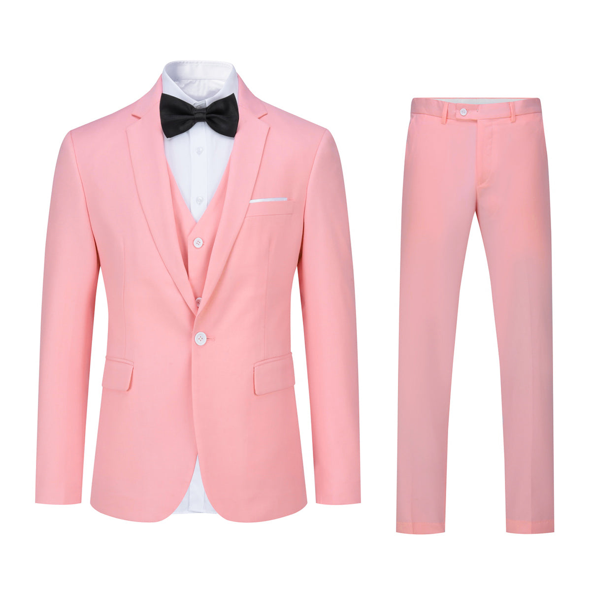 Cloudstyle Mens 3-Piece Suit Notched Lapel One Button Slim Fit Formal Jacket Vest Pants Set
