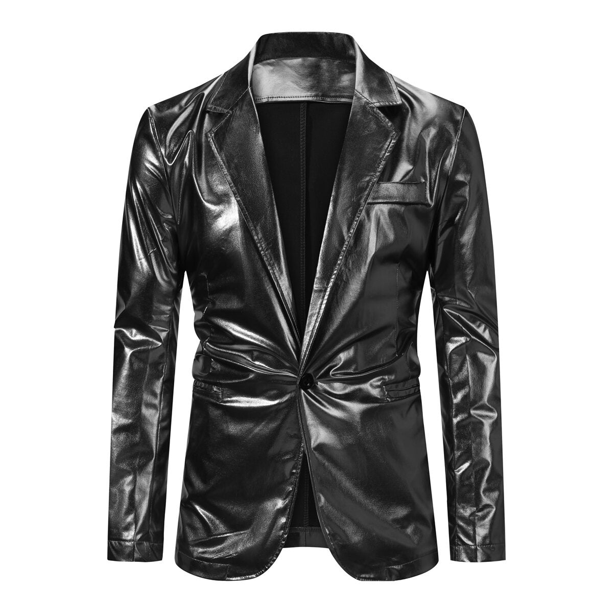 YFFUSHI Mens 2Pce Suit Glossy Shiny Tuxedo Waterproof Blazer and Pants