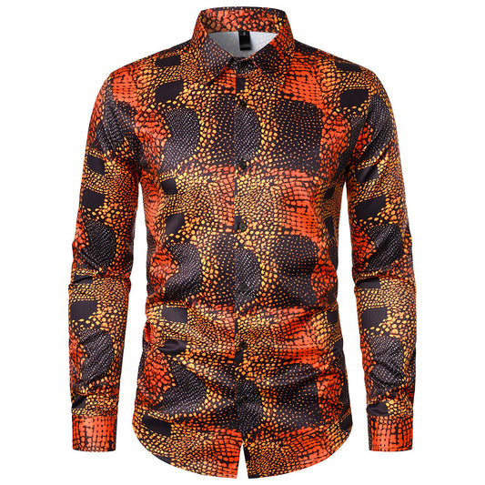 YFFUSHI Mens Casual Shirt Slim Fit Party Holiday Print Tops