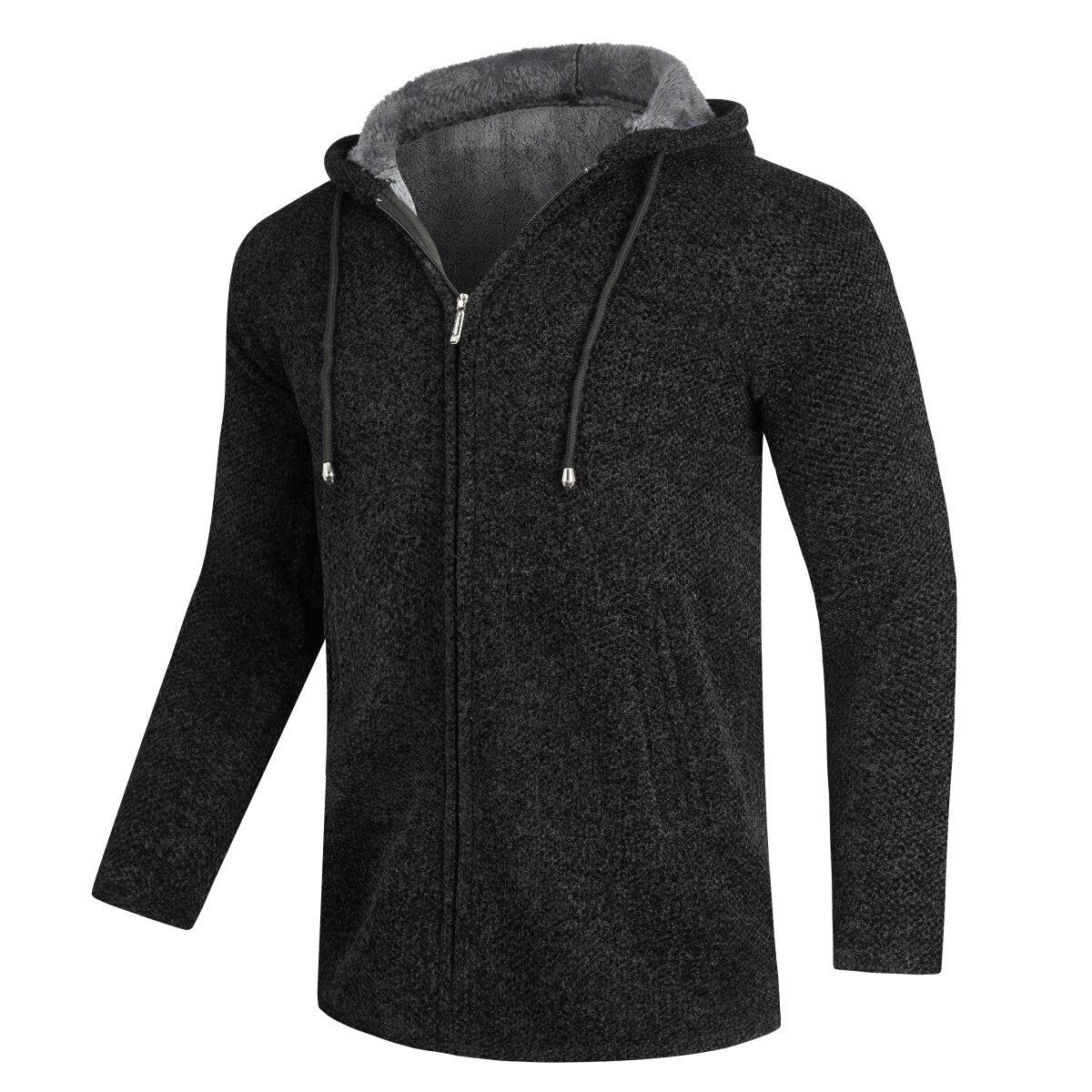 YOUTHUP Mens Hooded Plush Long Cardigan