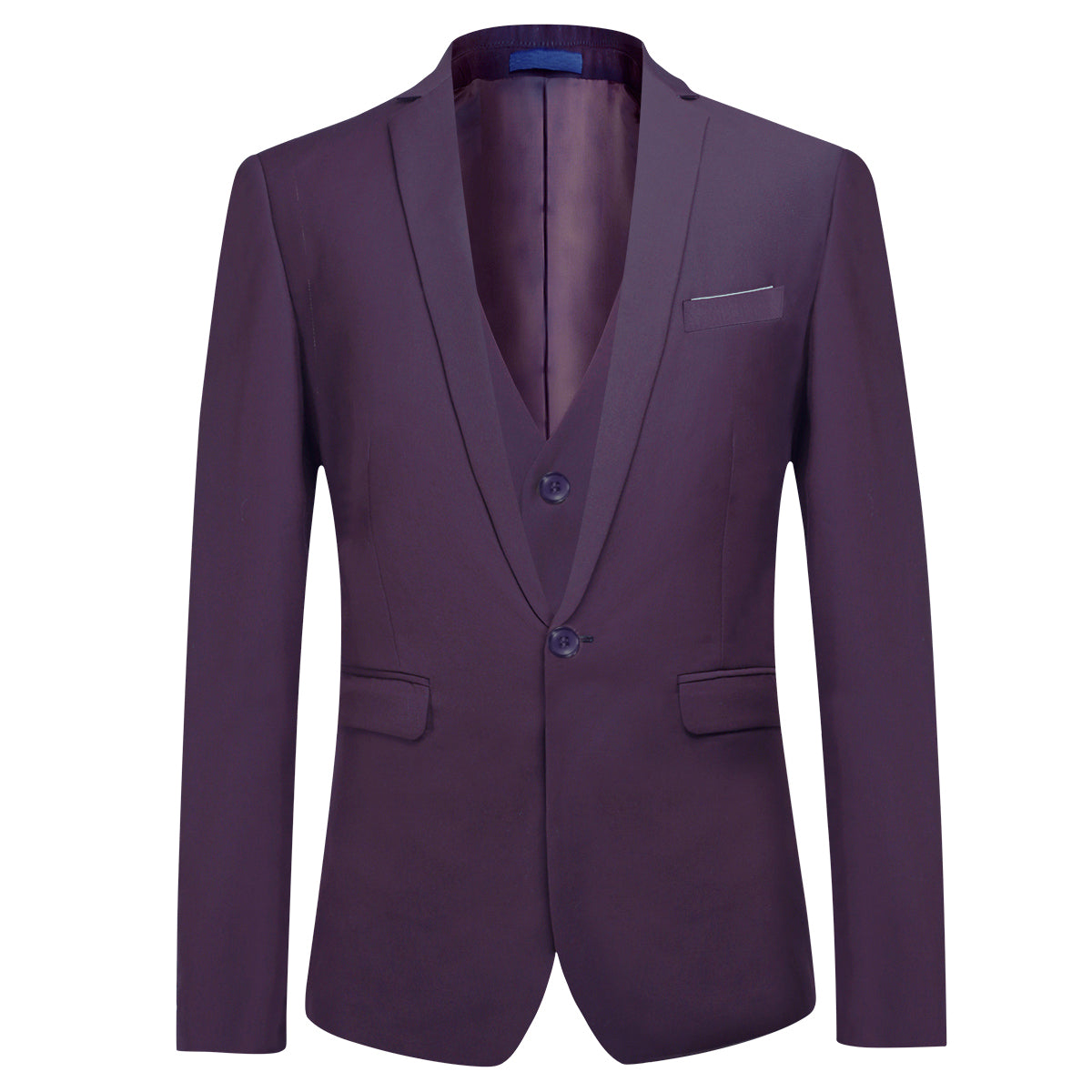 Cloudstyle Mens 3-Piece Suit Notched Lapel One Button Slim Fit Formal Jacket Vest Pants Set