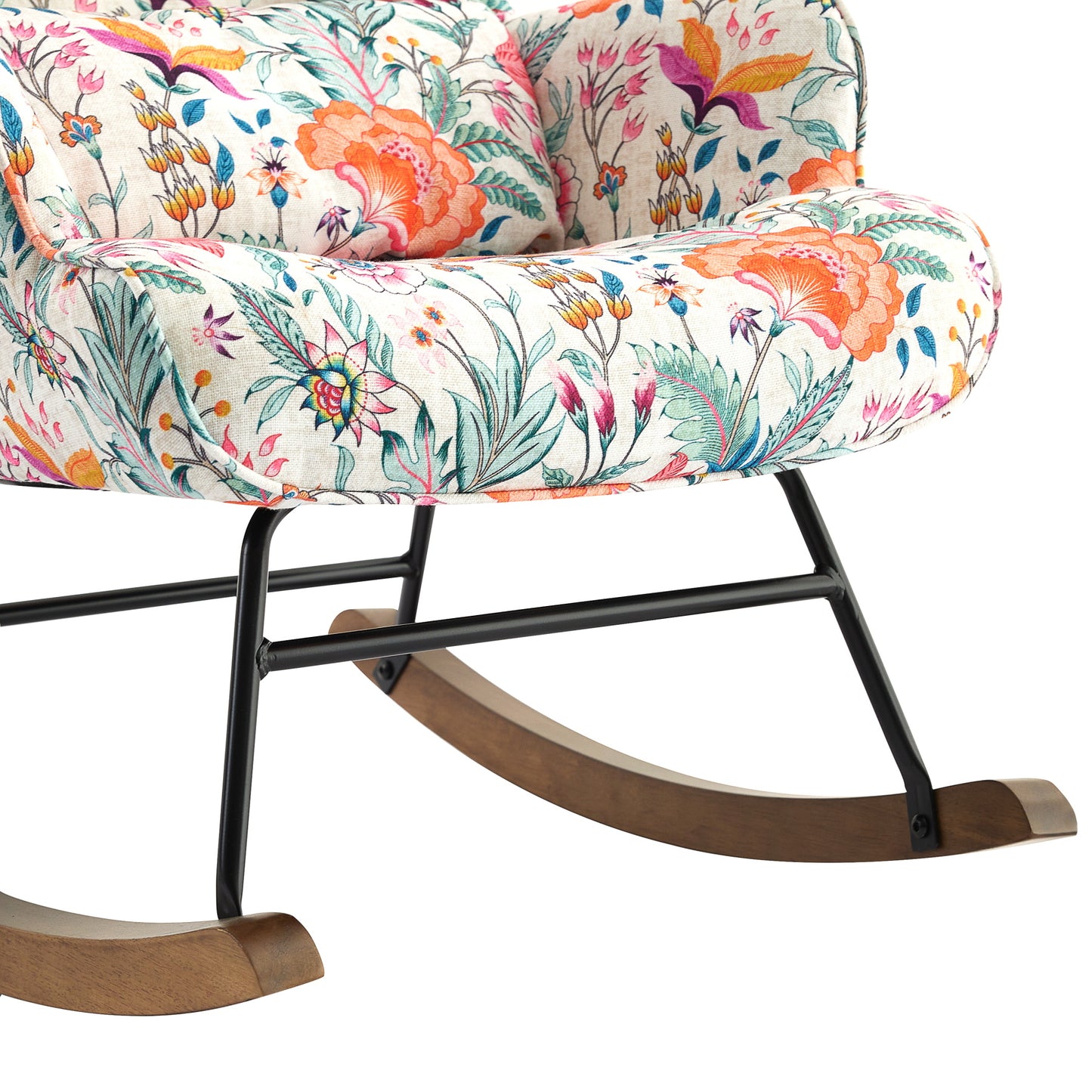 Cadeira de Balanço HomeMiYN com Banco Acompanhante (87x66x90cm - Metal/Madeira - MULTICOLOR)