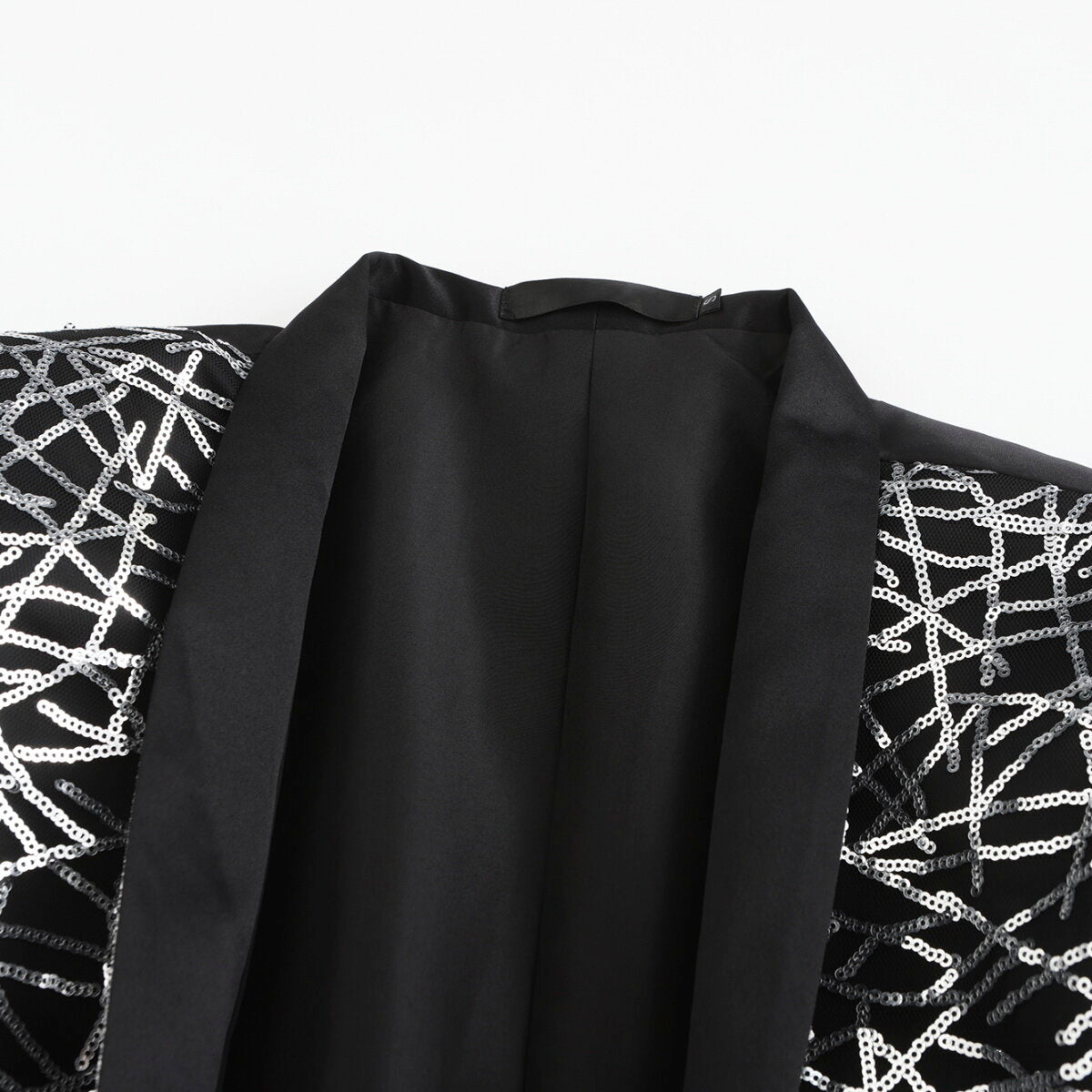 YFFUSHI Mens Party Sequin Blazer Stand Collar Casual Sparkle Suit Jacket