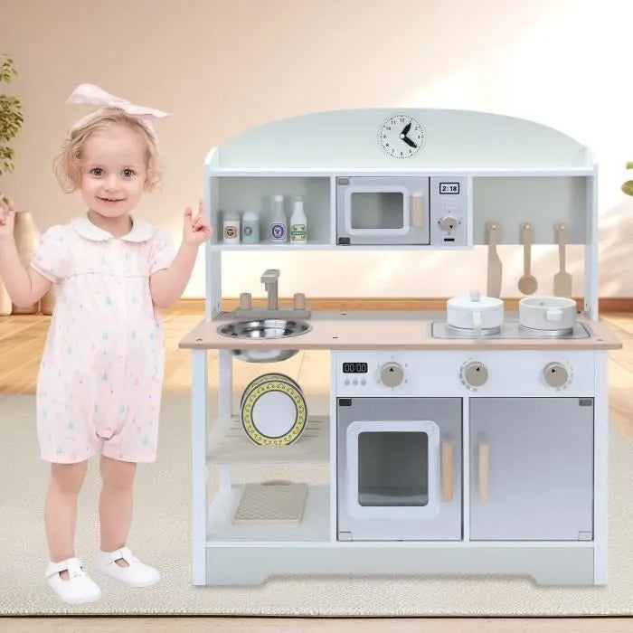Cocina infantil de madera multifuncional: juguete de aprendizaje creativo con características de seguridad y diseño moderno