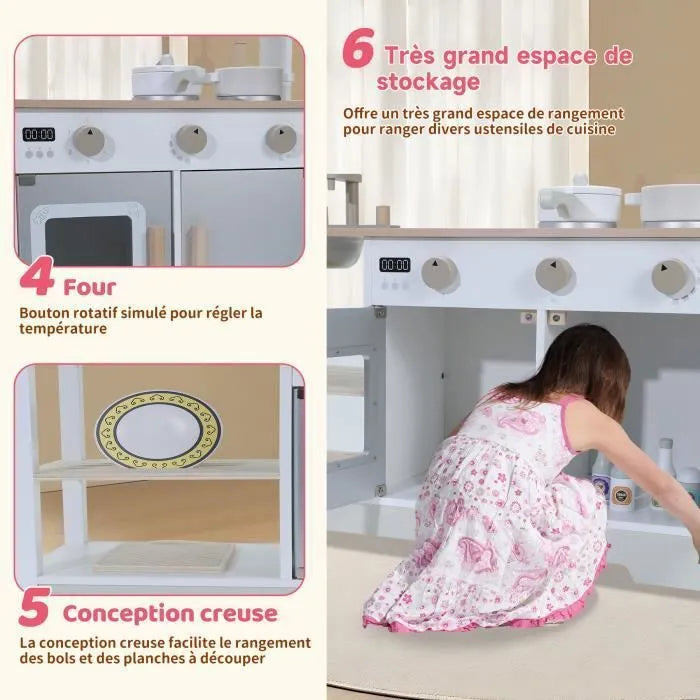 Cocina infantil de madera multifuncional: juguete de aprendizaje creativo con características de seguridad y diseño moderno