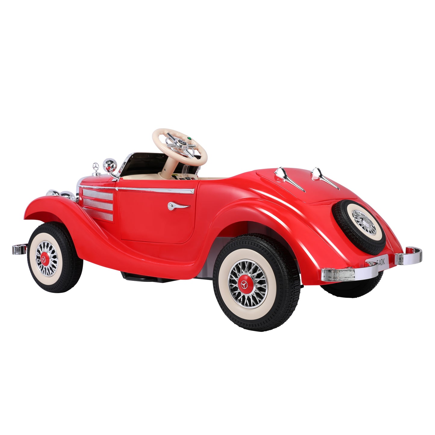 Carro elétrico retro para crianças - ORYXEARTH - Vermelho - Bateria 12V - Velocidade 3-6 km/h
