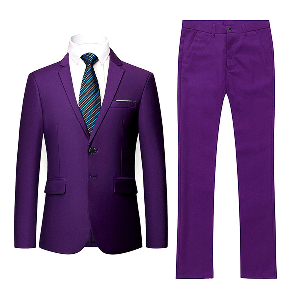 YFFUSHI Mens Slim Fit 2 Piece Suit Classic Business Wedding Suits Tuxedo Blazer Trousers