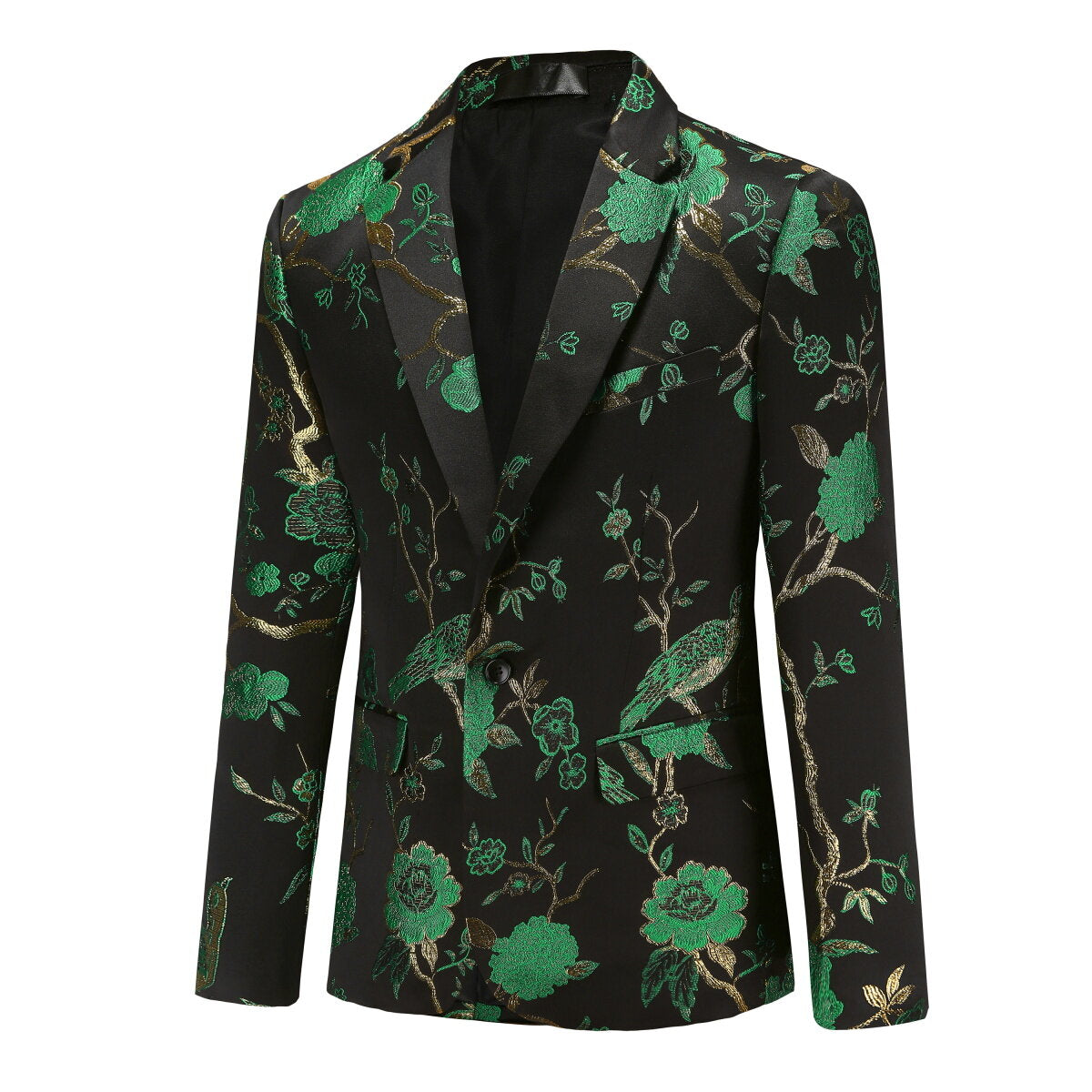 YFFUSHI Mens Embroidery Blazer Slim Fit Flowery Suit Jacket Stylish Floral Tuxedo for Dinner Party Prom