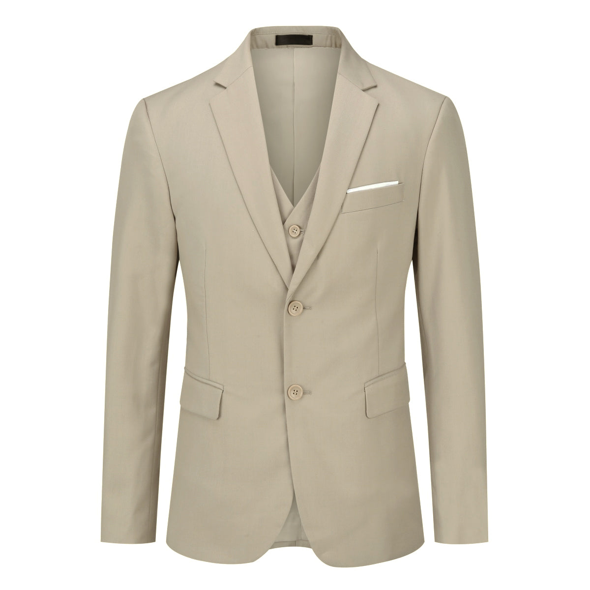 Cloudstyle Men's 3-Piece 2 Buttons Slim Fit Solid Color Jacket Smart Wedding Formal Suit