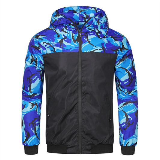YFFUSHI Mens Lightweight Summer Sports Hood Camo Bomber Jacket