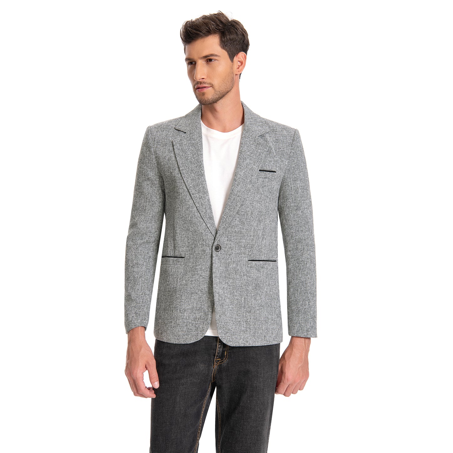 Cloudstyle Men's Suit Jacket One Button Slim Fit Sport Coat Business Daily Black Blazer