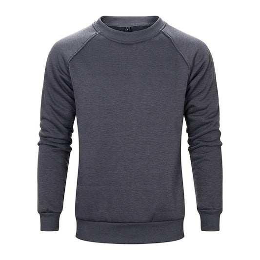 YFFUSHI Mens Fleece Sweater Round Neck Solid Color Casual Pullover Dark