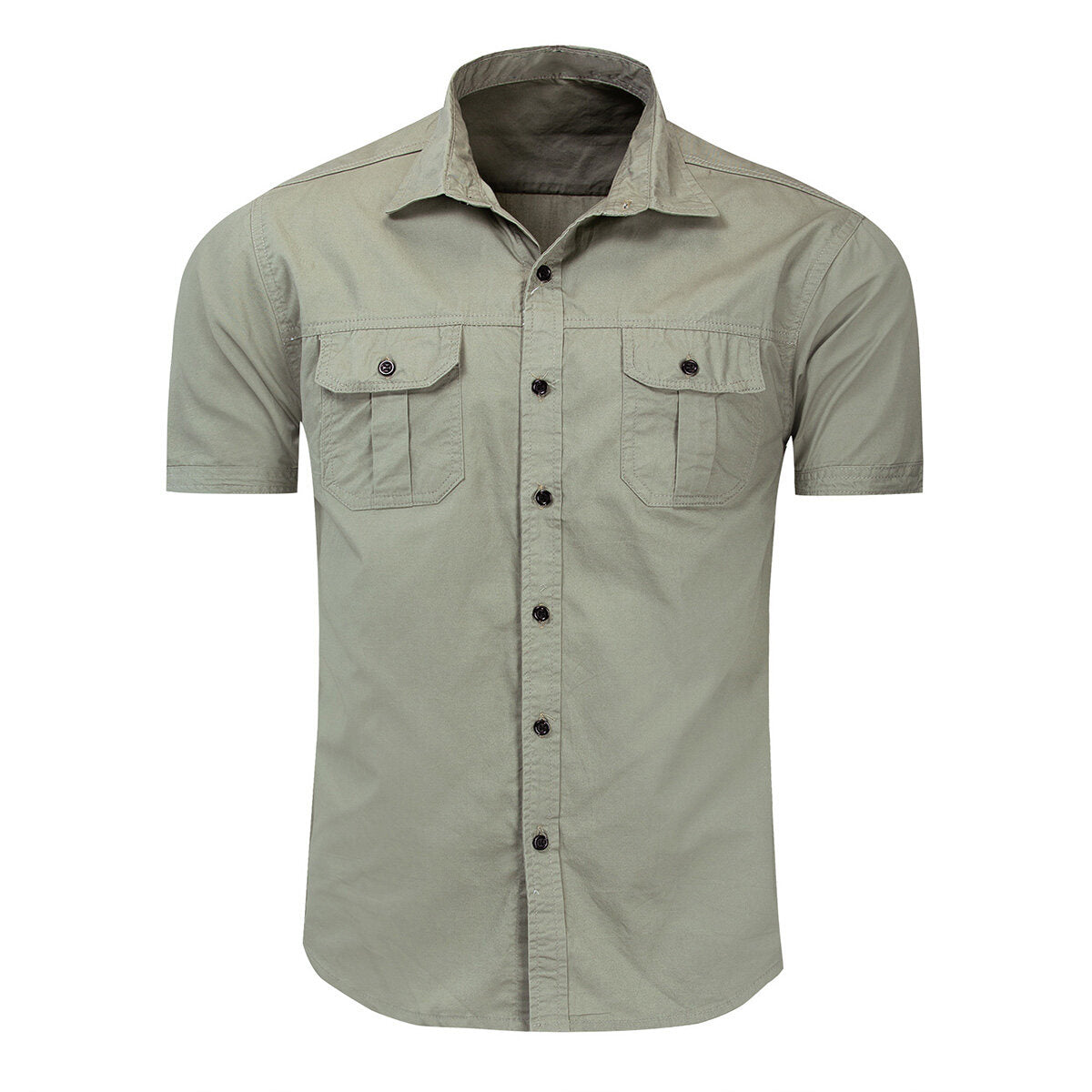 YFFUSHI Mens Short Sleeve Cargo Shirt Vintage Military Casual Tactical