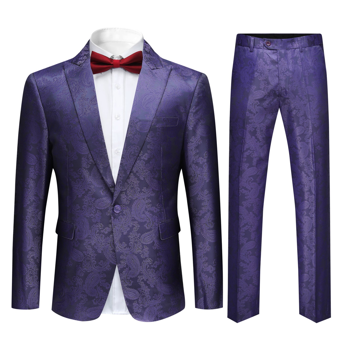 Cloudstyle Mens 2 Piece Paisley Dress Suit One Button Party Wedding Blazer Pants Sets